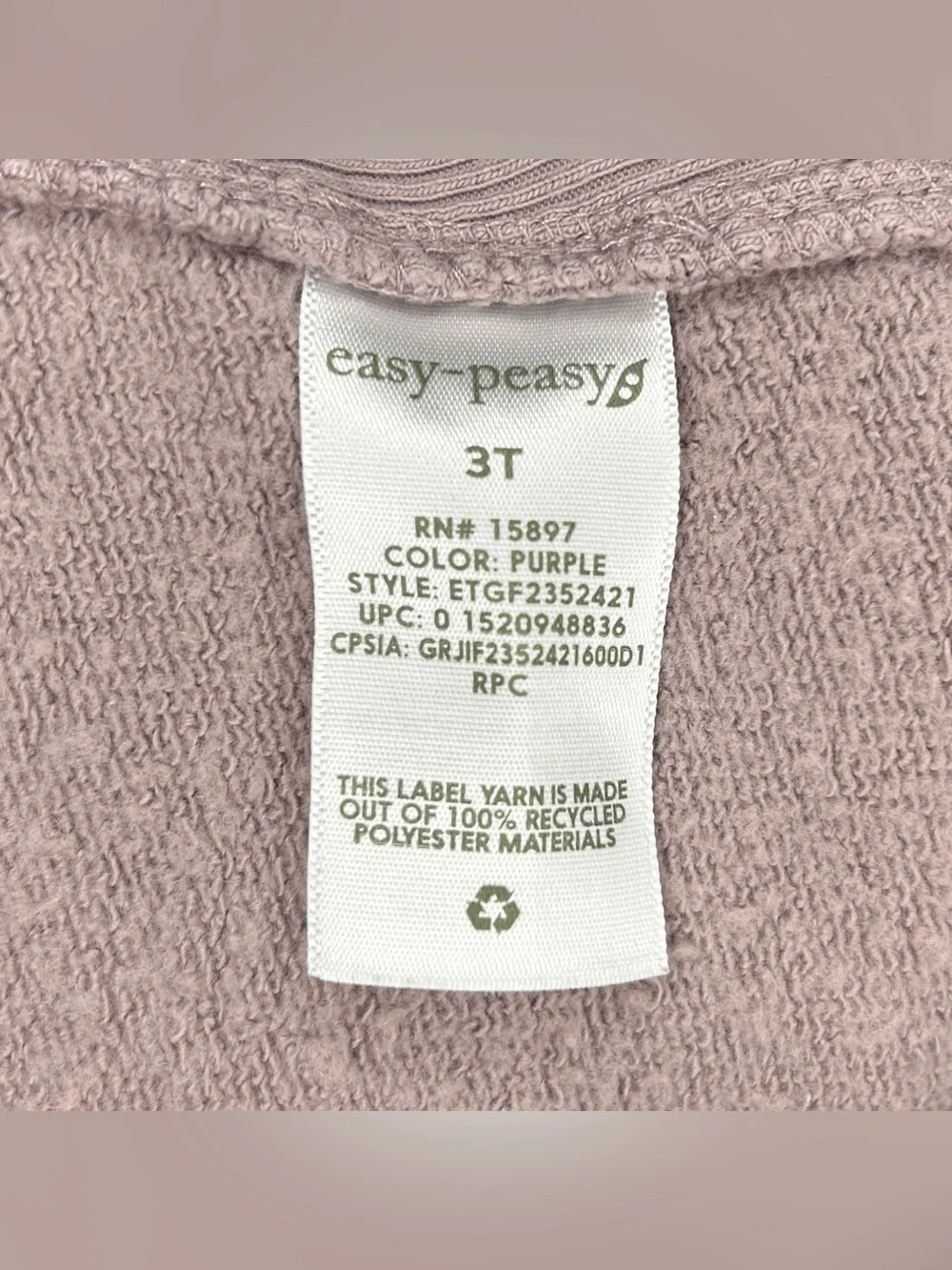 Easy Peasy Kids' Size 3T Brown/Purple Crewneck Sweatshirt